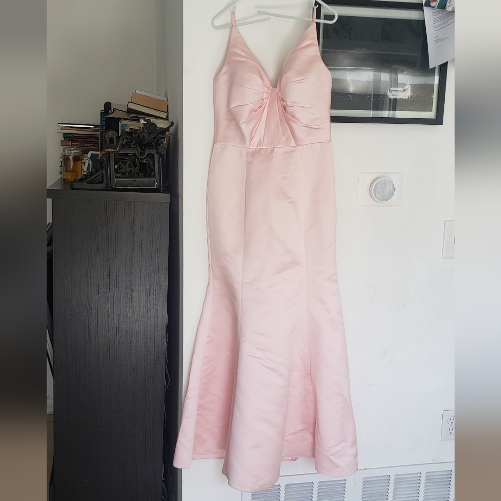 Bill Levkoff baby pink satin dress size 8